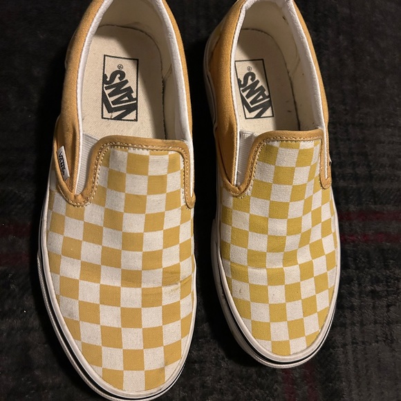 Vans Classic Yellow and White Checkered Slip-Ons - Picture 1 of 5